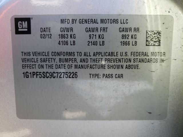 Photo 9 VIN: 1G1PF5SC9C7275226 - CHEVROLET CRUZE LT 