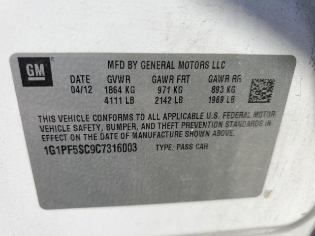 Photo 9 VIN: 1G1PF5SC9C7316003 - CHEVROLET CRUZE LT 