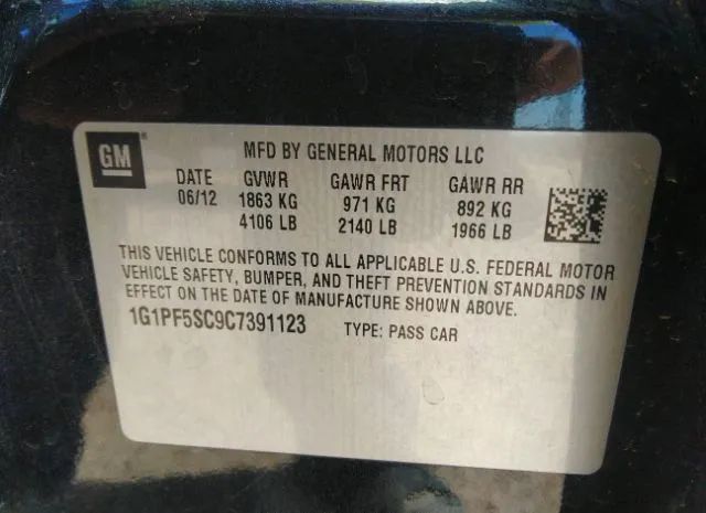 Photo 8 VIN: 1G1PF5SC9C7391123 - CHEVROLET CRUZE 