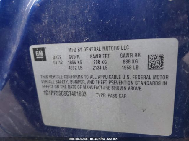 Photo 8 VIN: 1G1PF5SC9C7401603 - CHEVROLET CRUZE 