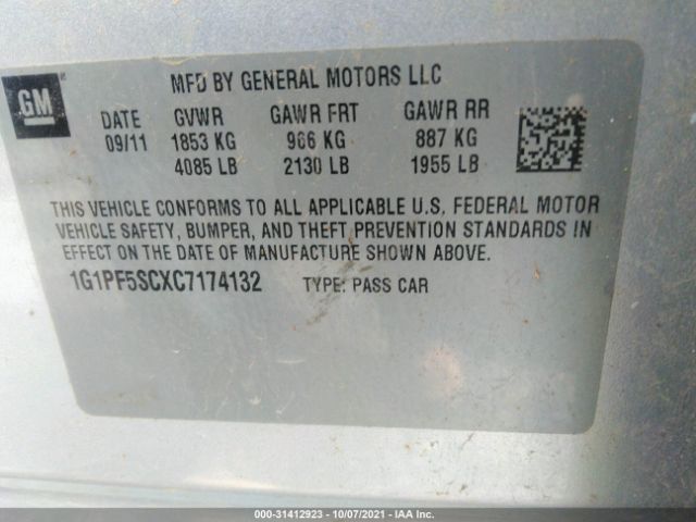 Photo 8 VIN: 1G1PF5SCXC7174132 - CHEVROLET CRUZE 