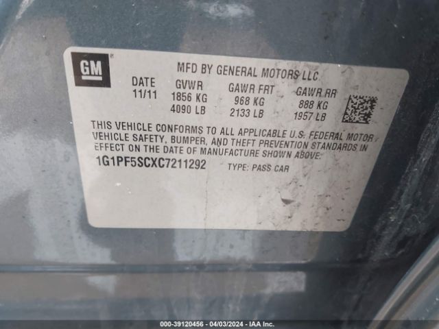 Photo 8 VIN: 1G1PF5SCXC7211292 - CHEVROLET CRUZE 