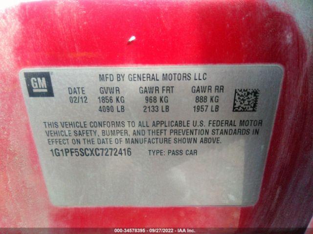 Photo 8 VIN: 1G1PF5SCXC7272416 - CHEVROLET CRUZE 