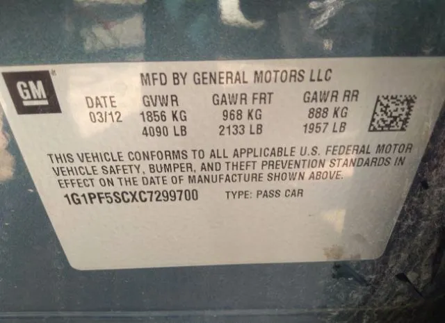 Photo 8 VIN: 1G1PF5SCXC7299700 - CHEVROLET CRUZE 