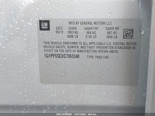 Photo 8 VIN: 1G1PF5SCXC7363346 - CHEVROLET CRUZE 