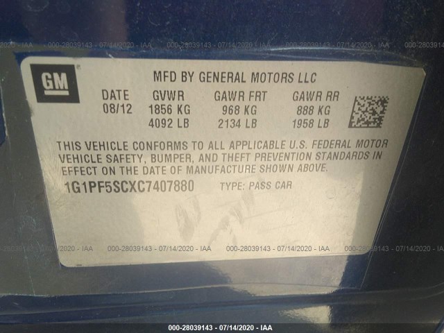 Photo 8 VIN: 1G1PF5SCXC7407880 - CHEVROLET CRUZE 