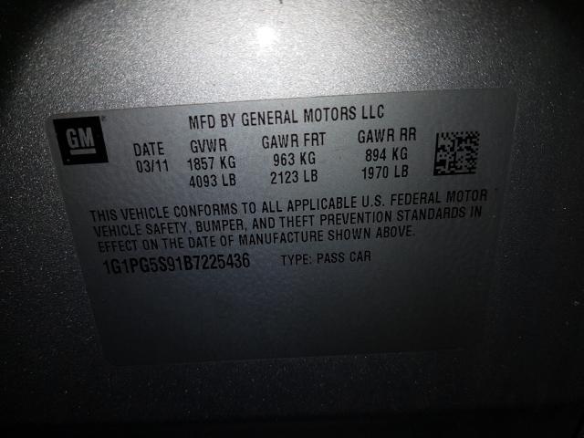 Photo 9 VIN: 1G1PG5S91B7225436 - CHEVROLET CRUZE LT 