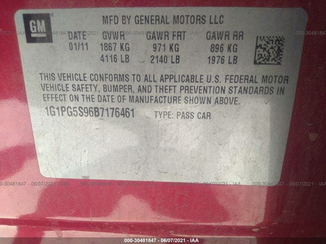 Photo 8 VIN: 1G1PG5S96B7176461 - CHEVROLET CRUZE 