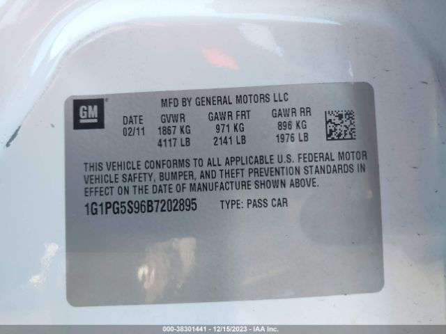 Photo 8 VIN: 1G1PG5S96B7202895 - CHEVROLET CRUZE 