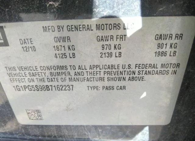 Photo 8 VIN: 1G1PG5S98B7162237 - CHEVROLET CRUZE 