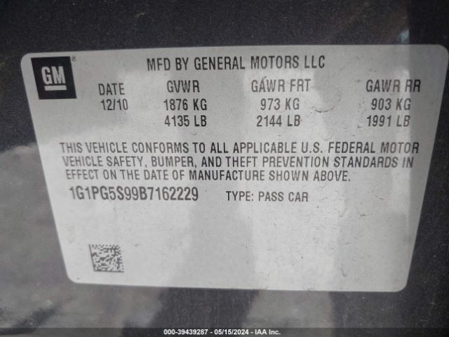 Photo 8 VIN: 1G1PG5S99B7162229 - CHEVROLET CRUZE 