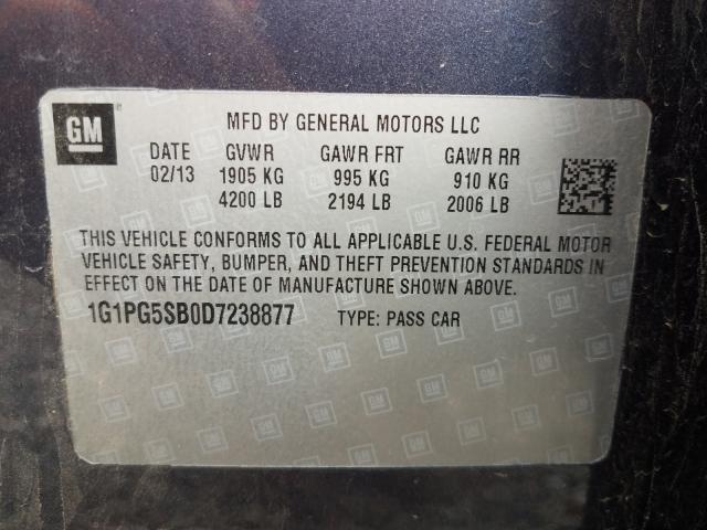 Photo 9 VIN: 1G1PG5SB0D7238877 - CHEVROLET CRUZE LTZ 