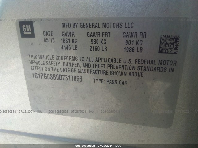 Photo 8 VIN: 1G1PG5SB0D7317868 - CHEVROLET CRUZE 