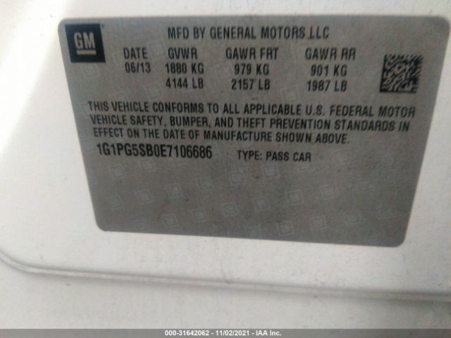 Photo 8 VIN: 1G1PG5SB0E7106686 - CHEVROLET CRUZE 