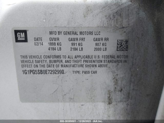 Photo 8 VIN: 1G1PG5SB0E7292990 - CHEVROLET CRUZE 