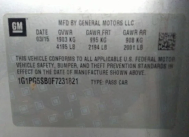 Photo 8 VIN: 1G1PG5SB0F7231821 - CHEVROLET CRUZE 