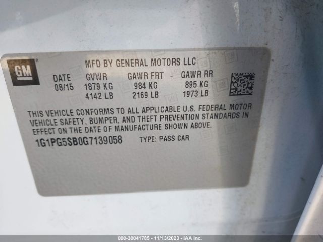 Photo 8 VIN: 1G1PG5SB0G7139058 - CHEVROLET CRUZE LIMITED 