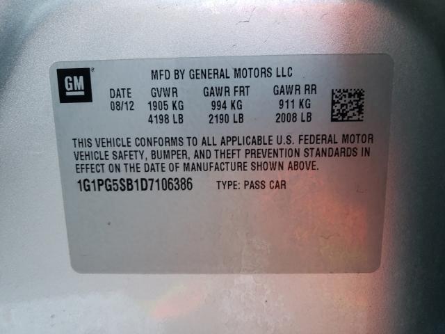 Photo 9 VIN: 1G1PG5SB1D7106386 - CHEVROLET CRUZE LTZ 