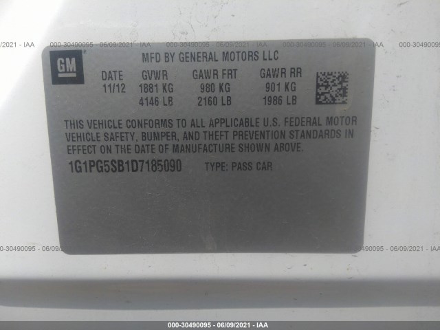 Photo 8 VIN: 1G1PG5SB1D7185090 - CHEVROLET CRUZE 