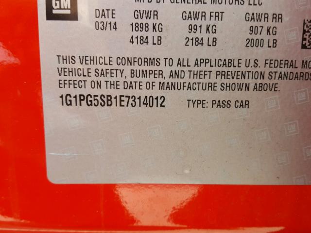 Photo 9 VIN: 1G1PG5SB1E7314012 - CHEVROLET CRUZE 