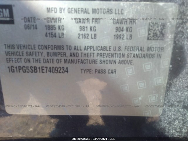 Photo 8 VIN: 1G1PG5SB1E7409234 - CHEVROLET CRUZE 