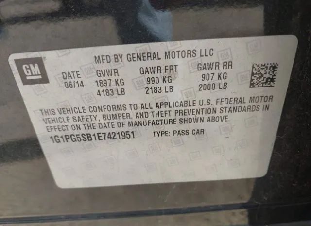 Photo 8 VIN: 1G1PG5SB1E7421951 - CHEVROLET CRUZE 