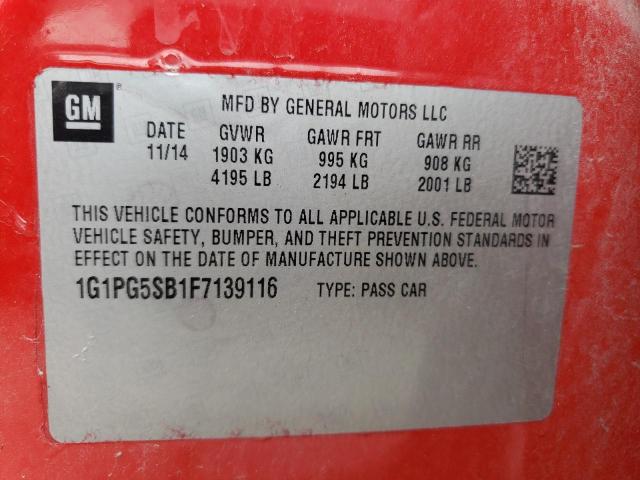 Photo 9 VIN: 1G1PG5SB1F7139116 - CHEVROLET CRUZE LTZ 