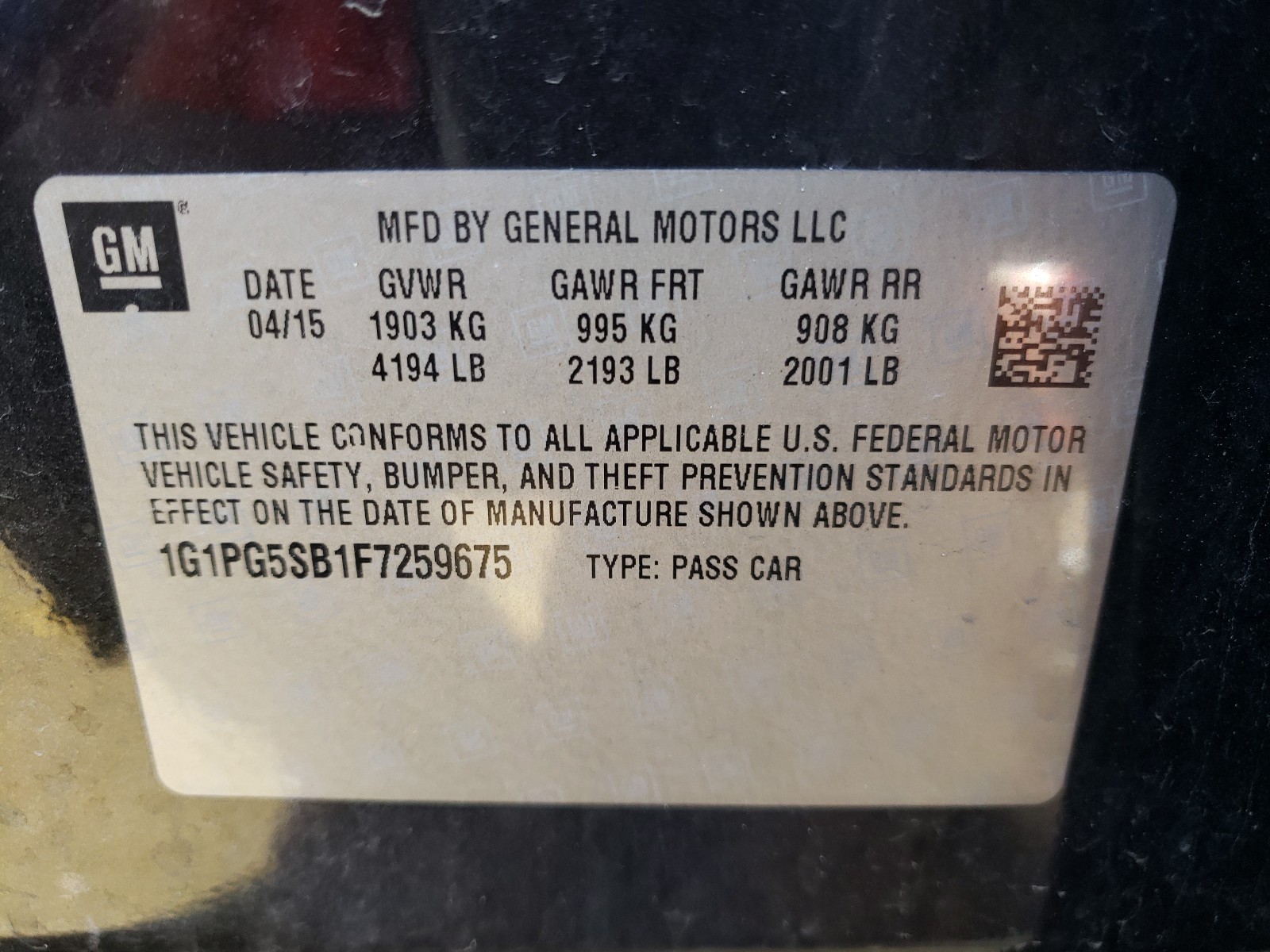 Photo 9 VIN: 1G1PG5SB1F7259675 - CHEVROLET CRUZE LTZ 