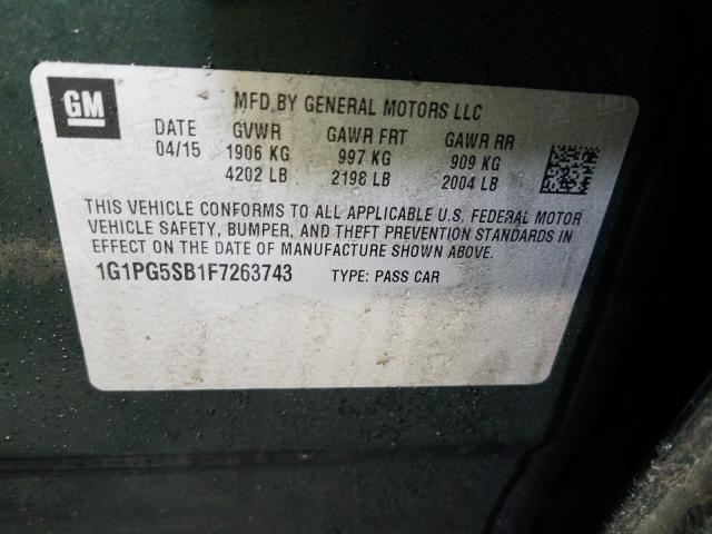 Photo 9 VIN: 1G1PG5SB1F7263743 - CHEVROLET CRUZE LTZ 