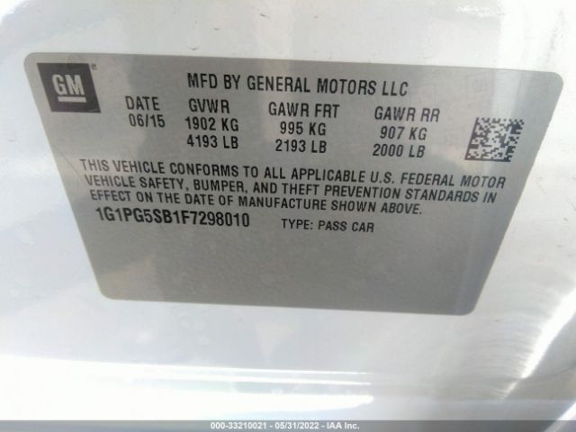 Photo 8 VIN: 1G1PG5SB1F7298010 - CHEVROLET CRUZE 