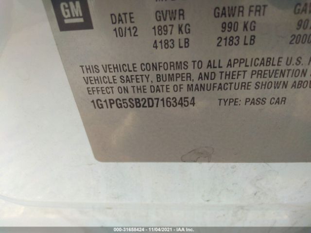 Photo 8 VIN: 1G1PG5SB2D7163454 - CHEVROLET CRUZE 