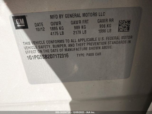 Photo 8 VIN: 1G1PG5SB2D7172316 - CHEVROLET CRUZE 