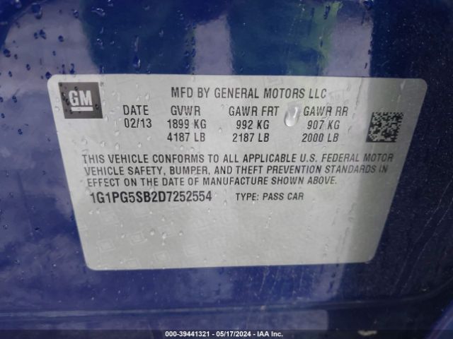 Photo 8 VIN: 1G1PG5SB2D7252554 - CHEVROLET CRUZE 