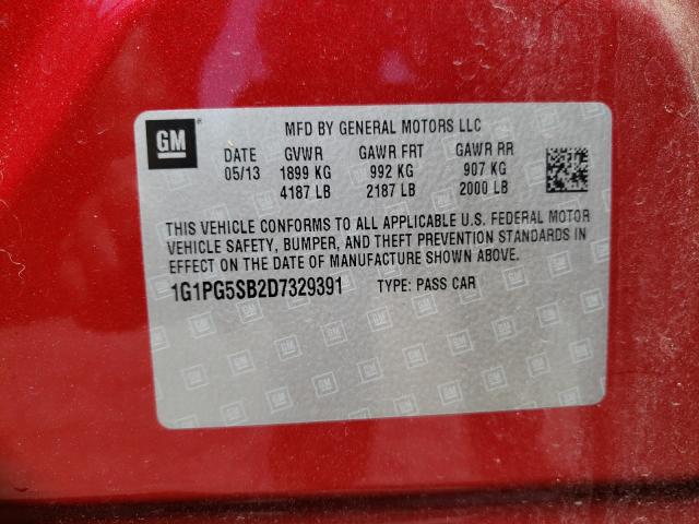 Photo 9 VIN: 1G1PG5SB2D7329391 - CHEVROLET CRUZE LTZ 