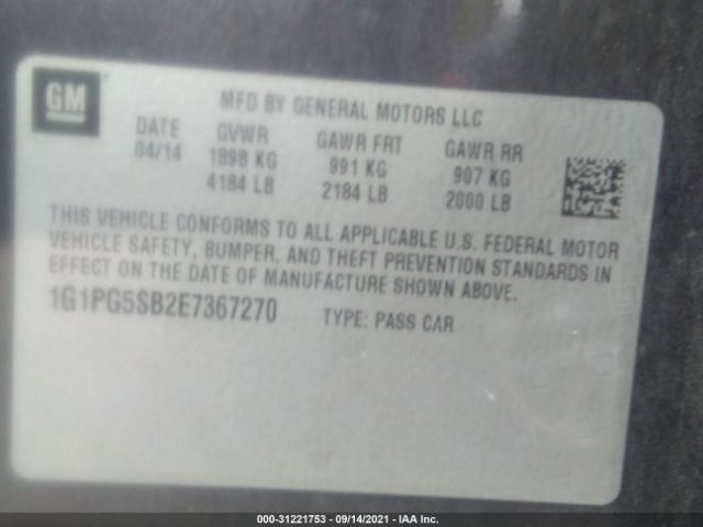 Photo 8 VIN: 1G1PG5SB2E7367270 - CHEVROLET CRUZE 