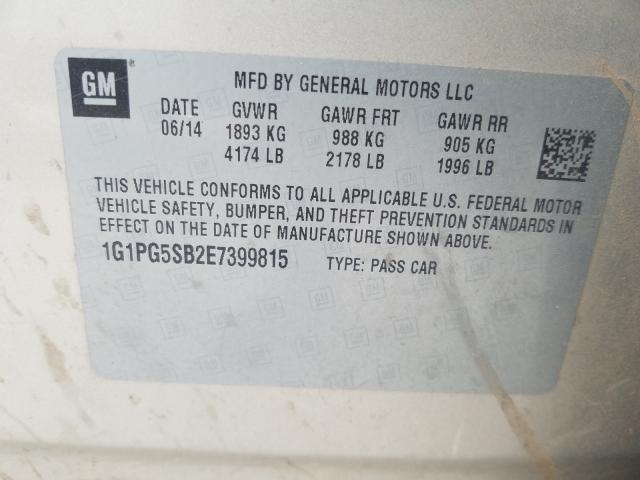 Photo 9 VIN: 1G1PG5SB2E7399815 - CHEVROLET CRUZE LTZ 