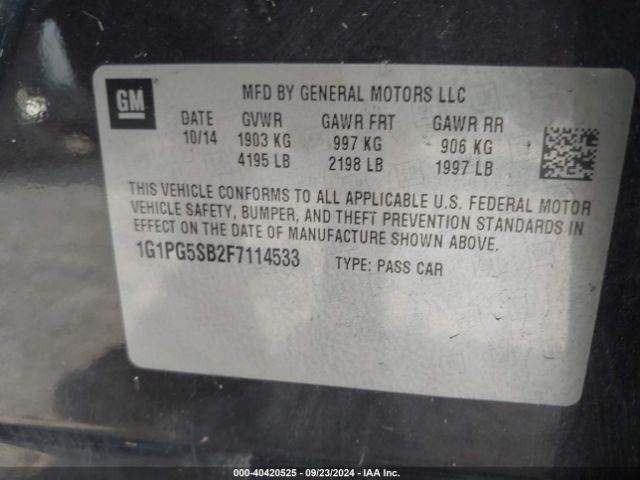 Photo 8 VIN: 1G1PG5SB2F7114533 - CHEVROLET CRUZE 