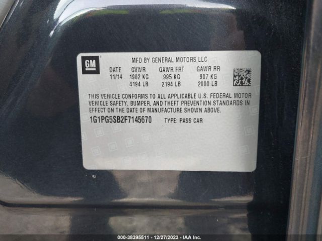 Photo 8 VIN: 1G1PG5SB2F7145670 - CHEVROLET CRUZE 