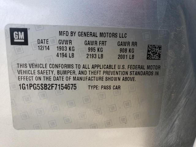 Photo 12 VIN: 1G1PG5SB2F7154675 - CHEVROLET CRUZE LTZ 