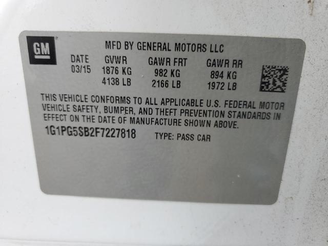 Photo 11 VIN: 1G1PG5SB2F7227818 - CHEVROLET CRUZE LTZ 