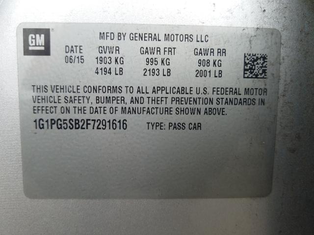 Photo 9 VIN: 1G1PG5SB2F7291616 - CHEVROLET CRUZE LTZ 