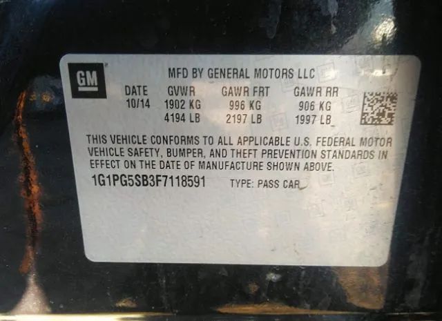 Photo 8 VIN: 1G1PG5SB3F7118591 - CHEVROLET CRUZE 