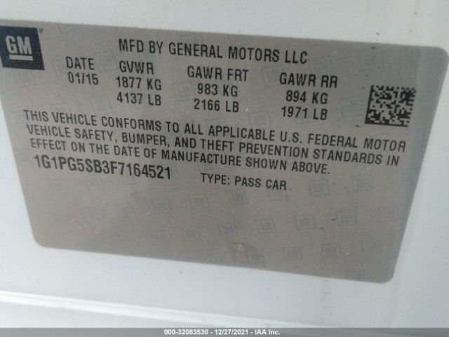 Photo 8 VIN: 1G1PG5SB3F7164521 - CHEVROLET CRUZE 