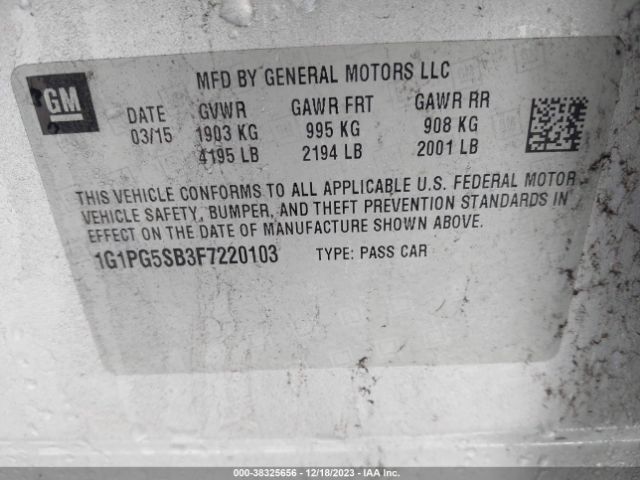 Photo 8 VIN: 1G1PG5SB3F7220103 - CHEVROLET CRUZE 