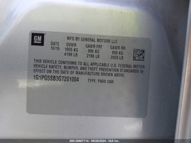 Photo 8 VIN: 1G1PG5SB3G7201004 - CHEVROLET CRUZE LIMITED 