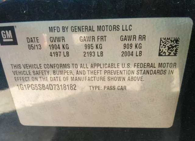 Photo 8 VIN: 1G1PG5SB4D7318182 - CHEVROLET CRUZE 