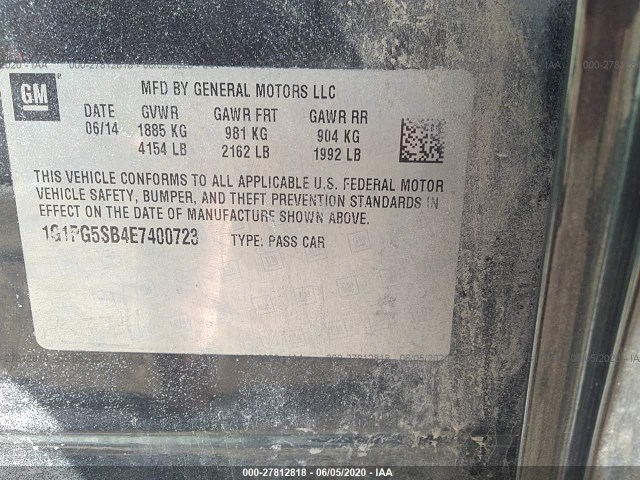 Photo 8 VIN: 1G1PG5SB4E7400723 - CHEVROLET CRUZE 