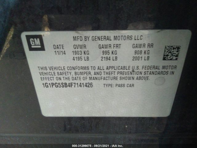 Photo 8 VIN: 1G1PG5SB4F7141426 - CHEVROLET CRUZE 