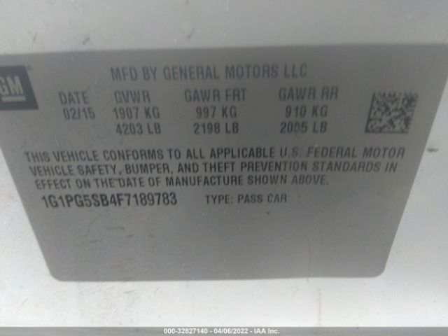 Photo 8 VIN: 1G1PG5SB4F7189783 - CHEVROLET CRUZE 