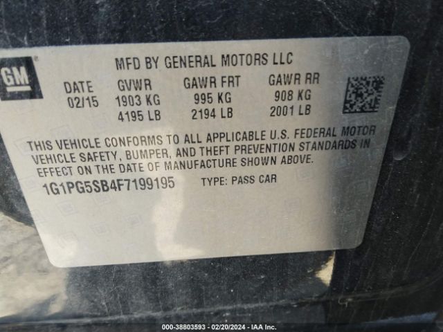 Photo 8 VIN: 1G1PG5SB4F7199195 - CHEVROLET CRUZE 